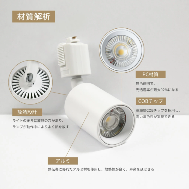 【3個セット】【LED電球内蔵】LEDスポットライト 調光調色 電球付き ダクトレール用 ライティングレール 照明 器具 天井 led 昼白色 電球色 LED搭載 器具一体型 7W 60W相当 天井照明 間接照明 レールライト ダイニング リビング 角度調節_7