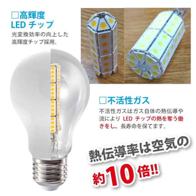 LED電球 60W形相当 E26 E17一般電球 照明 節電 広配光 高輝度 電球 