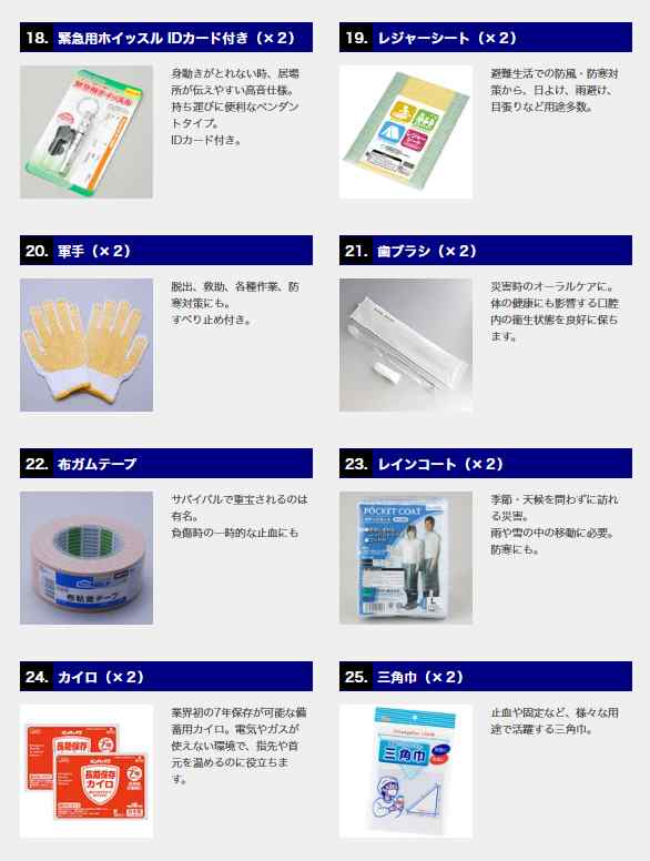 中身だけ 地震対策30点避難セットplus中身のみ 防災セット 災害対策