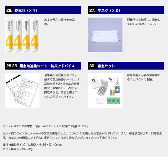 地震対策30点避難セットplus+【2人用の防災セット】 容量17リットル 防