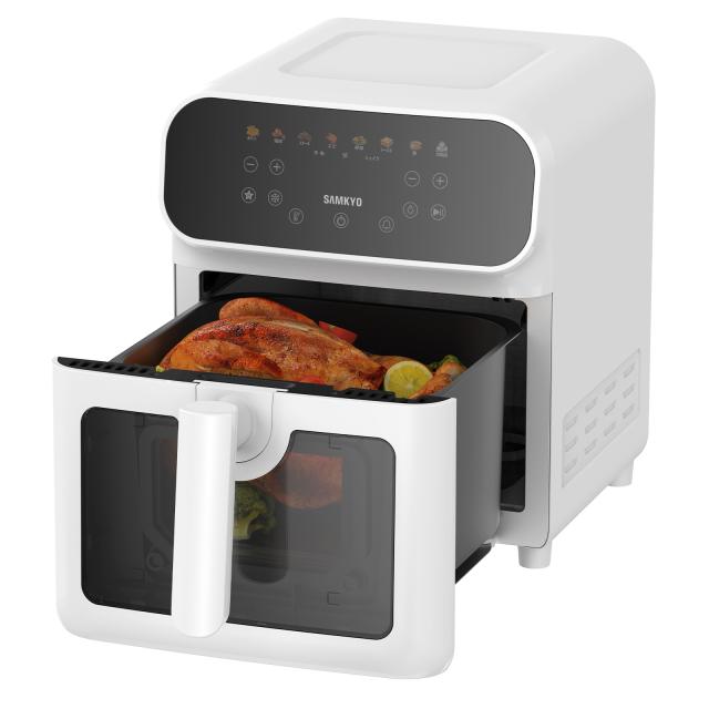 ＼年末家電SALE★17900円→8990円！／ノンフライヤー 2025 電気フライヤー 6.2L 大容量 エアオーブン エアフライヤー レシピ付 家庭用 低カロリー ダイエット ヘルシー ノンオイルフライヤー コンパクト 健康 食洗機対応 温度調整 フライヤー