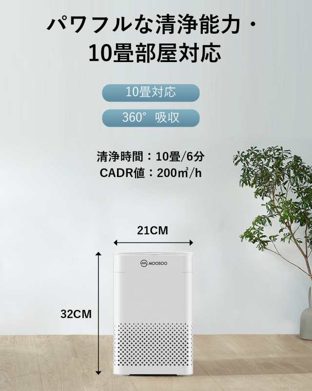 MooSoo空気清浄機AC03専用フィルター2個セット 除菌 脱臭 PM2.5 微粒子