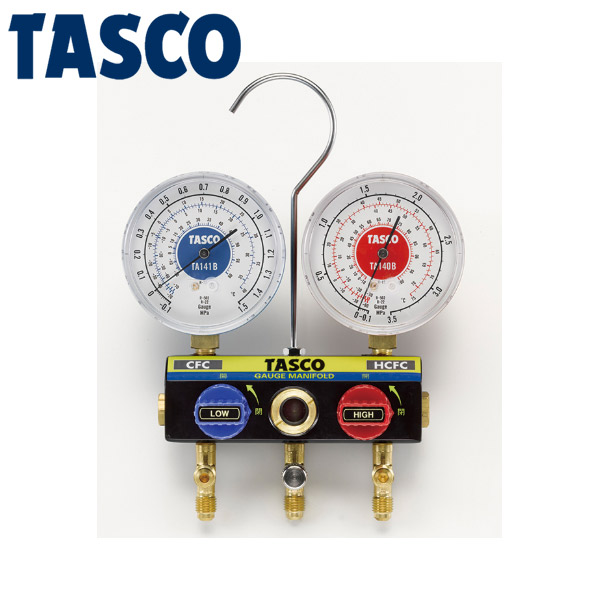 イチネンTASCO (タスコ):ボールバルブ式マニホールド TA120W R22、R12、R502 ボールバルブ付ゲージマニホールド(サイドグラス付) TA120W の通販は