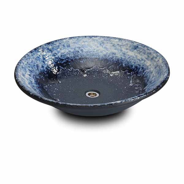 重蔵窯:利休信楽 手洗い鉢 016-500青白窯変(あ 信楽焼 手洗い 洗面 焼き物 016-500 青白窯変(あおしろようへん) の通販は