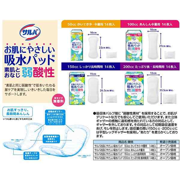 白十字:サルバお肌にやさしい吸水パッド100cc中量用14枚×24個入 31725