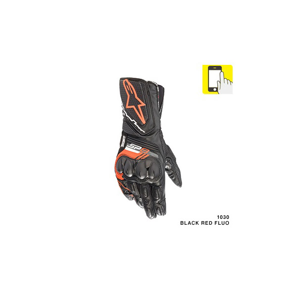 アルパインスターズ:SP-8 v3 LEATHER GLOVE 1030 BLACK RED FLUO
