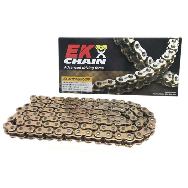 エヌマチェーン:EKチェーン 520RR(GP;GP) 108リンク カシメジョイント カラー:ゴールド 4571291816909 カシメタイプ バイクチェーン の通販は