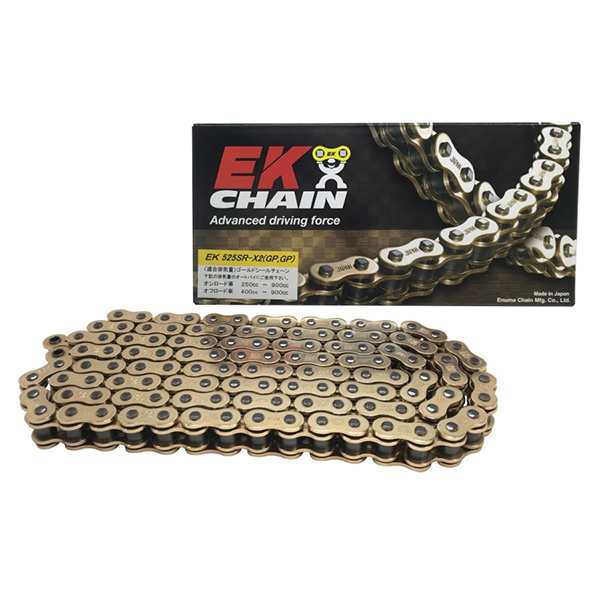 エヌマチェーン:EKチェーン 525SR-X2(GP;GP) 116リンク 圧入クリップジョイント カラー：ゴールド 4571291828681 圧入クリップタイプ バの通販は