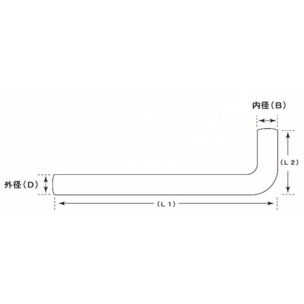 山脇産業:90度曲げパイプ（L型・鉄製・メッキ管） 11-L060 YSKの通販は