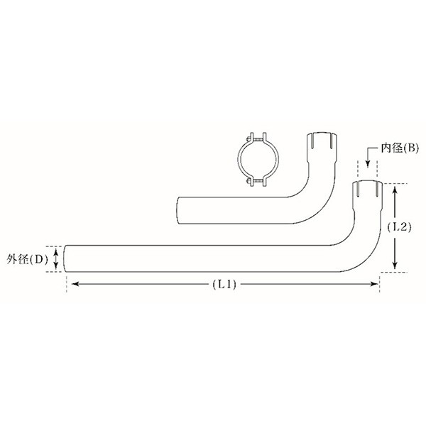 山脇産業:90度曲げパイプ 片側差し込みタイプ（L型・鉄製・メッキ管