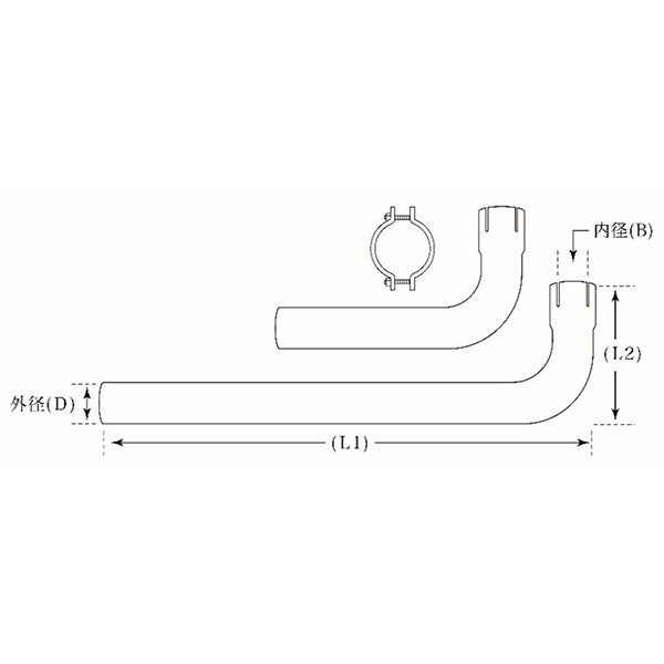 山脇産業:90度曲げパイプ 片側差し込みタイプ（L型・ステンレス製