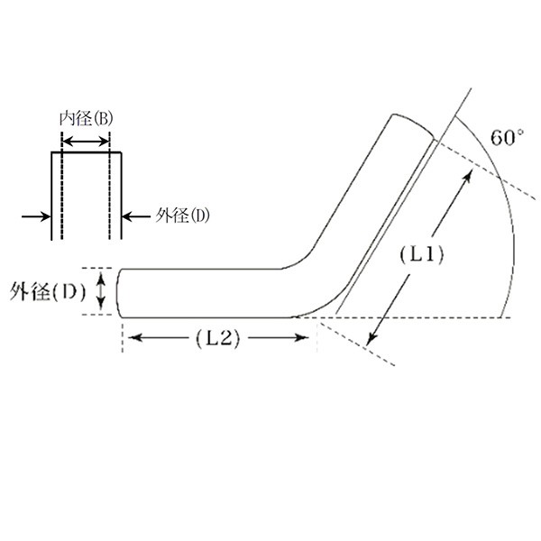 山脇産業:60度曲げパイプ（ステンレス製、エキスパンド・スリット無し