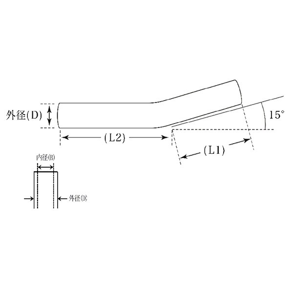 山脇産業:15度曲げパイプ（ステンレス製） CU-070 YSK/鉄パイプの通販