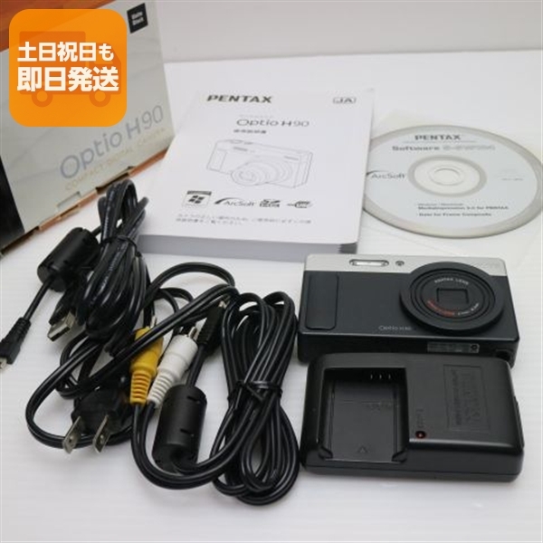 超美品 Optio H90 マットブラック 中古本体 安心保証 即日発送 PENTAX デジカメ デジタルカメラ 本体