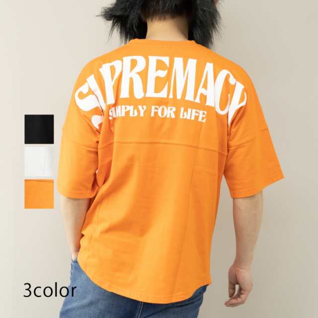 Tシャツ メンズ 半袖 5分袖 ロゴ バックプリント 厚盛プリント