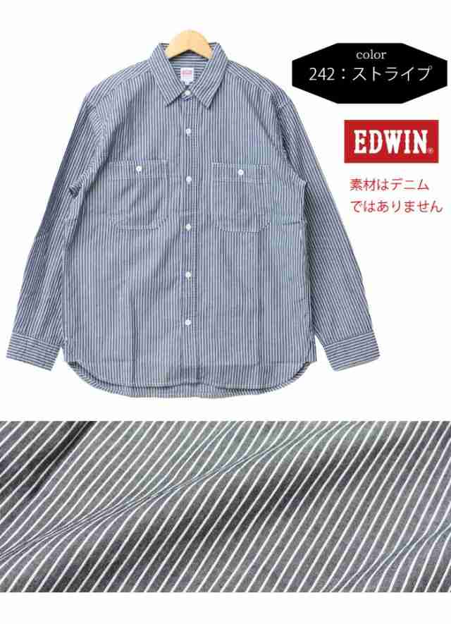 EDWIN エドウィン デニム ワークシャツ デニムシャツ 長袖シャツ メンズ デニシャツ 送料無料 ET2138｜au PAY マーケット