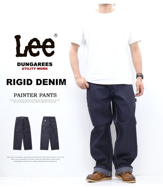 Lee リー DUNGAREES ダンガリーズ 生デニム リジット ワイドペインターパンツ メンズ ジーンズ ルーズ ワークパンツ ナマ インディゴ未洗い ノンウォッシュ ロウ 送料無料 LM7288-C589_1