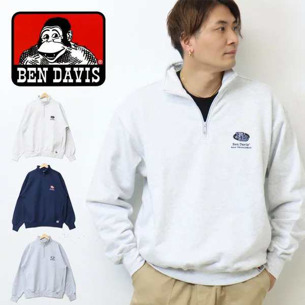 BEN DAVIS ベンデイビス ハーフジップ スウェットシャツ 裏毛 ワン