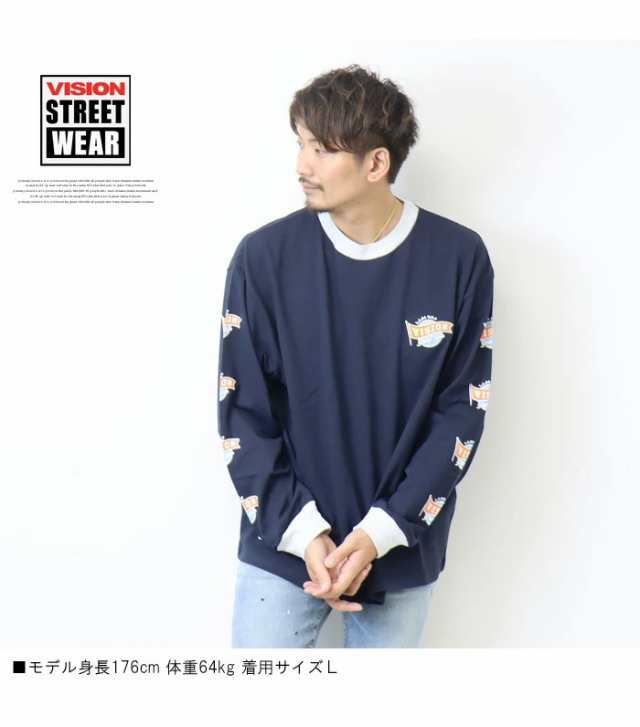 VISION STREET WEAR ロンT 刺繍 バックプリント サイズXL - Tシャツ