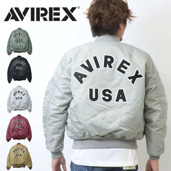 AVIREX アビレックス MA-1ジャケット コマーシャル ロゴ メンズ フライトジャケット アウター ブルゾン 定番 アヴィレックス 受発注 