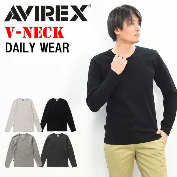 AVIREX アビレックス リブ素材 Vネック 長袖Tシャツ 無地 メンズ ロンT 長Ｔ カットソー ブイネック 617394 6153480の通販はau  PAY マーケット - レックスワン