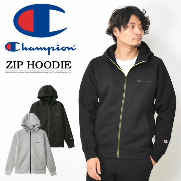 Champion チャンピオン テックウィーブ フーディージャケット ジップパーカー ロゴプリント メンズ レディース ユニセックス ライトアウター 送料無料 C3-US103