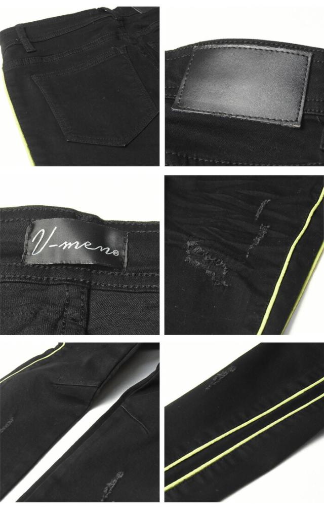 SALE セール V-men ブイメン サイドライン スキニー ジーンズ パイピング ストレッチデニム メンズ スリム ダメージ加工 黒スキニー 993306A 993306Bの通販は