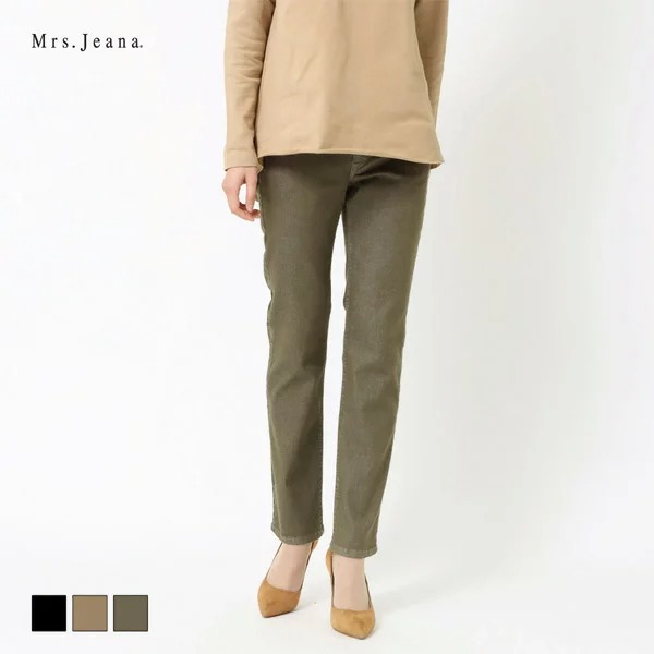 Mrs.Jeana ミセスジーナ レディース レギュラーストレート 股上深め ストレッチ カラーパンツ 定番 送料無料 MJ-4812