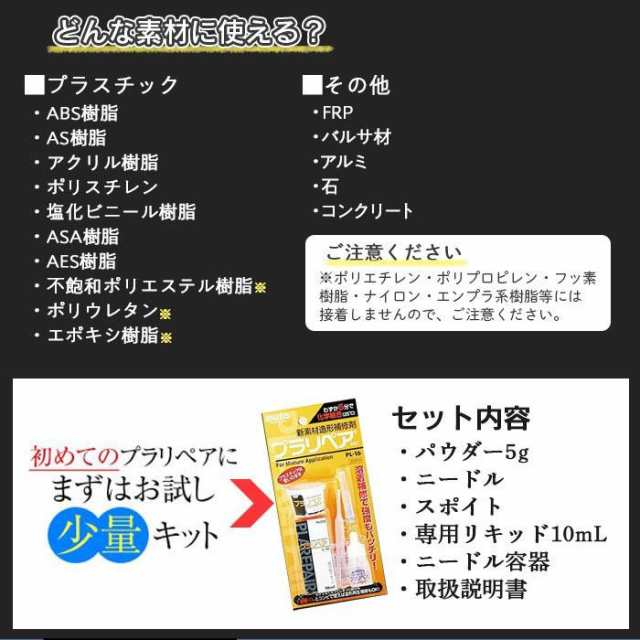 在庫一掃 造形補修剤 プラリペアキット PL-16 透明 折れ 割れ 欠け 再生補修 キット 接着剤 ネジ山再生 穴うめ 