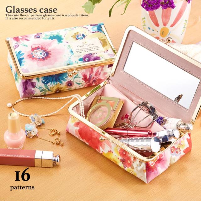 ポーチ 化粧ポーチ がま口 ミラー付き ボック ス鏡付き コスメポーチ トラベルポーチ メイクポーチ かわいい オシャレ ギフト 花柄a Box の通販はau Pay マーケット Cyalel Yahata