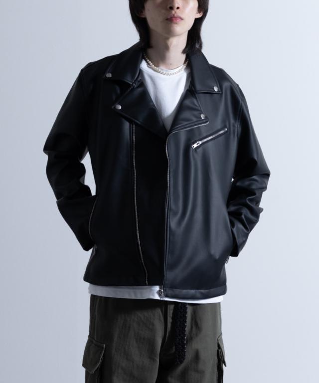 フェイクレザー ダブルライダースジャケットの通販は