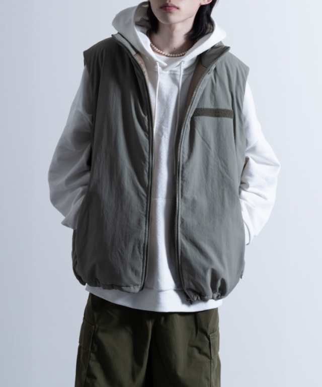 Washed Nylon Super Loose Padded Military Vest / ワッシャーナイロン