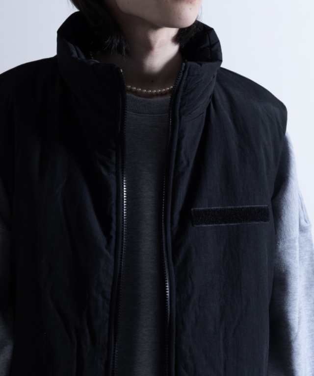 ダウンベスト ダウン Washed Nylon Super Loose Padded Military Vest