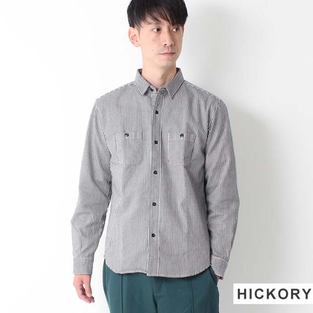 長袖シャツ メンズ ストライプ BIGMIKE ビッグマイク ヒッコリー ワークシャツ カジュアルシャツ ネイビー ベージュ レギュラーカラー 日本製 101815005 ビックマイク ピンストライプ シャツ アメカジ きれいめ カジュアル_4