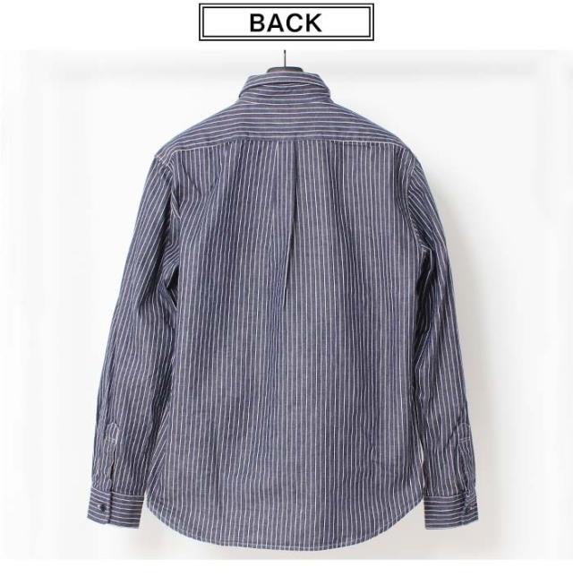 長袖シャツ メンズ ストライプ BIGMIKE ビッグマイク ヒッコリー ワークシャツ カジュアルシャツ ネイビー ベージュ レギュラーカラー 日本製 101815005 ビックマイク ピンストライプ シャツ アメカジ きれいめ カジュアル_14
