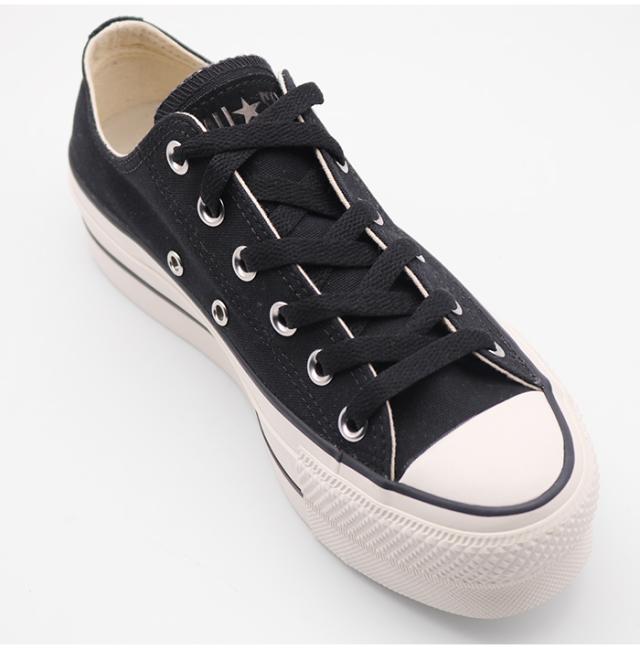 コンバース 厚底 レディース オールスター スニーカー 靴 ローカット 厚底ソール ALL STAR CONVERSE ブラック シルバーグレイ リフテッド LIFTED PS OX 3131429 グレー 3cm 3.5cm 4cm