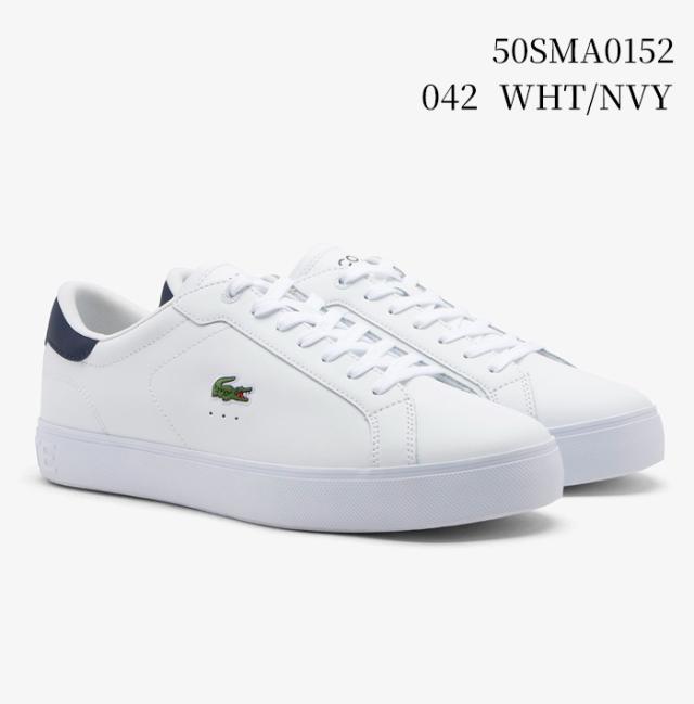 ラコステ スニーカー 白 メンズ シューズ 靴 LACOSTE 50SMA0152 きれいめ シンプル ローカット ホワイト×ネイビー ブランド 大人 キレカジ 通勤 スポーツ プレゼント 定番 おしゃれ ワニ ロゴ ホワイト_3