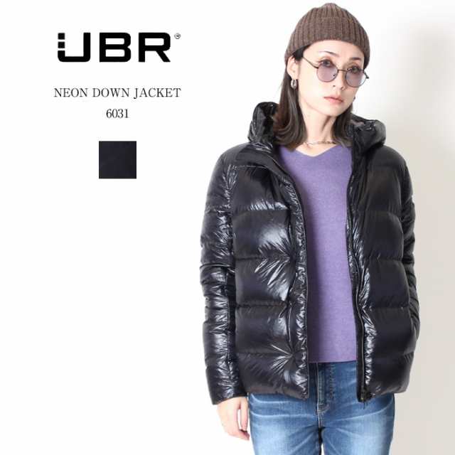 UBR ウーバー NEON DOWN JACKET ショートパフィーライト ダウン ジャケット [Lot/6031] レディース ブラック ショート 女性 きれいめ ノの通販は