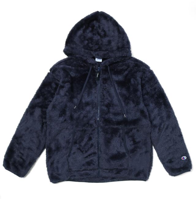 もこもこ ボアブルゾン Champion フリース ジップ フード ジャケット