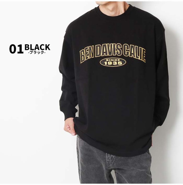 BEN DAVISロゴ　長袖シャツ　黒　ブラック　BLACK