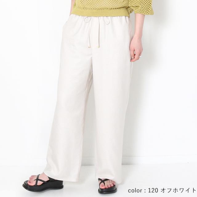 ワイドパンツ レディース イージーパンツ 夏 ma couleur マ クルール J-4402 パンツ 上品 きれいめ 日本製 速乾性 手洗い可能 女性 ブランド 春 夏 おしゃれ カジュアル 軽い 白 黒 ホワイト ブラック ゆったり ウエストゴム 紐 楽_5