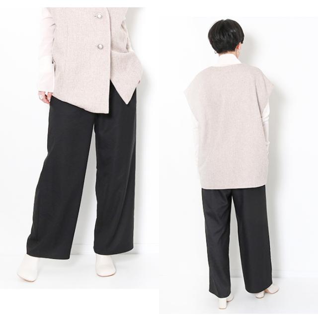 ワイドパンツ レディース イージーパンツ 夏 ma couleur マ クルール J-4402 パンツ 上品 きれいめ 日本製 速乾性 手洗い可能 女性 ブランド 春 夏 おしゃれ カジュアル 軽い 白 黒 ホワイト ブラック ゆったり ウエストゴム 紐 楽_8