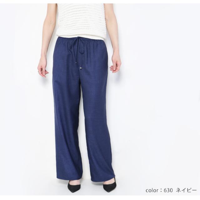 ワイドパンツ レディース イージーパンツ 夏 ma couleur マ クルール J-4402 パンツ 上品 きれいめ 日本製 速乾性 手洗い可能 女性 ブランド 春 夏 おしゃれ カジュアル 軽い 白 黒 ホワイト ブラック ゆったり ウエストゴム 紐 楽_9