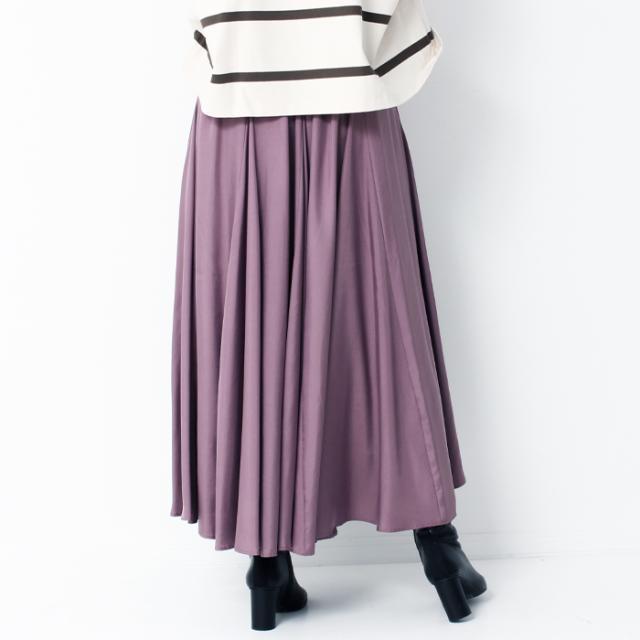 スカート レディース …＆dear アンドディアー マキシ丈 ロングスカート フレアスカート きれいめ 上品 日本製 高品質 フレア R-1298 大人 お出かけ 美シルエット 裏地付き ボリューム キュプラ Aライン プリーツ カーキ パープル スカート レディース …＆dear アンドディアー マキシ丈 ロングスカート