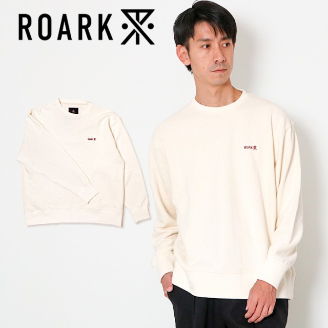 ROARK ロアーク ヘビーウェイト ヘンプ コットン クルーネック スウェット 丸首 白 M-XL トレーナー ロゴ 刺繍 hemp 調湿 機能 春 秋 冬