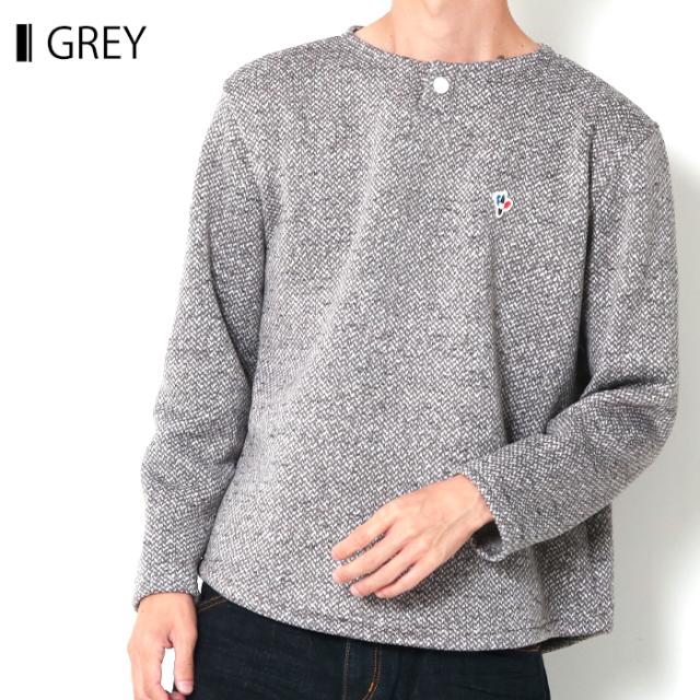 ヘンリーネック スウェット プルオーバー 裏起毛 メンズ カットソー Arvor Maree アルボーマレー  日本製 ボタンデザイン カットソー [Lot/＃SFLE-1BTBQ] 男性 M L XL トレーナー シンプル 大人 プレゼント ブランド グレー ネイビー ヘンリーネック スウェット プルオーバー 裏起毛 メンズ カットソー