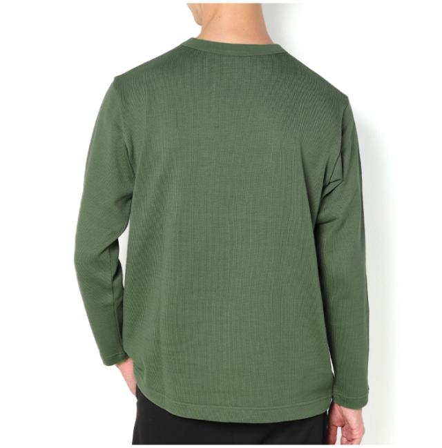 LACOSTE ラコステ ニット カットソー ヘビーウェイト シングルジャージ 長袖Tシャツ TH067J ニット ワニロゴ クルーネック リラックスフィット オーバーサイズ 秋 冬 カジュアル ワンポイント 黒 ブラック ビッグシルエット 厚手 プレゼント メンズ