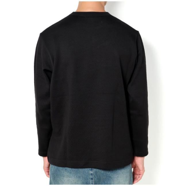 LACOSTE ラコステ ニット カットソー ヘビーウェイト シングルジャージ 長袖Tシャツ TH067J ニット ワニロゴ クルーネック リラックスフィット オーバーサイズ 秋 冬 カジュアル ワンポイント 黒 ブラック ビッグシルエット 厚手 プレゼント メンズ
