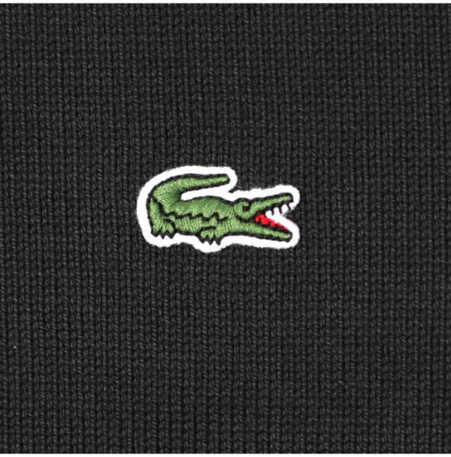 LACOSTE ラコステ ニット カットソー ヘビーウェイト シングルジャージ 長袖Tシャツ TH067J ニット ワニロゴ クルーネック リラックスフィット オーバーサイズ 秋 冬 カジュアル ワンポイント 黒 ブラック ビッグシルエット 厚手 プレゼント メンズ