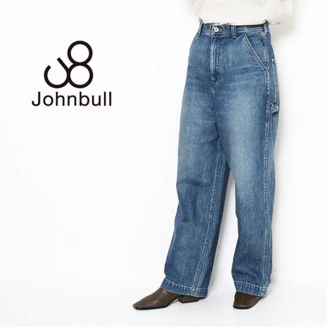 JOHNBULL ジョンブル レディース ストレート デニム デニムパンツ ジーンズ ジーパン ワイド ゆったり 綿100 大人 ロング サイドベルト ワーク マニッシュ メンズライク オーバーサイズ ZP351 015-used